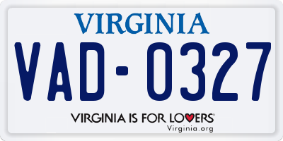 VA license plate VAD0327