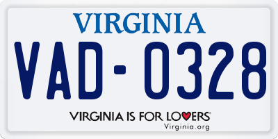 VA license plate VAD0328