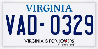 VA license plate VAD0329
