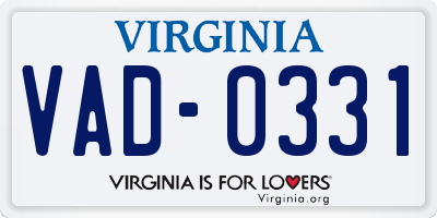 VA license plate VAD0331