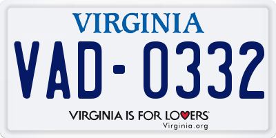 VA license plate VAD0332