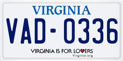 VA license plate VAD0336