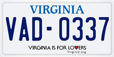VA license plate VAD0337