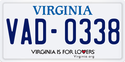 VA license plate VAD0338