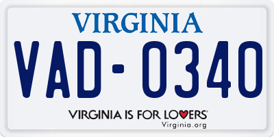 VA license plate VAD0340