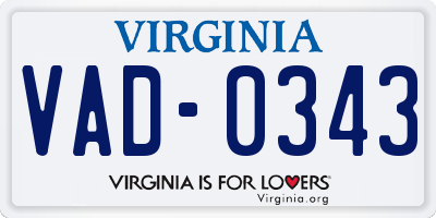 VA license plate VAD0343