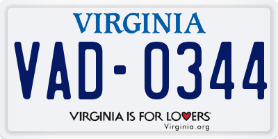 VA license plate VAD0344