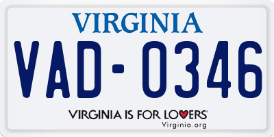 VA license plate VAD0346