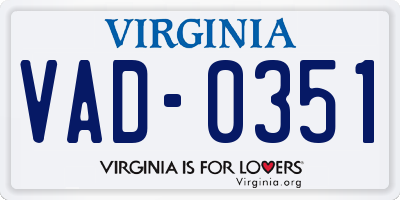 VA license plate VAD0351