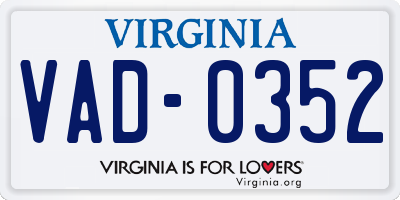 VA license plate VAD0352