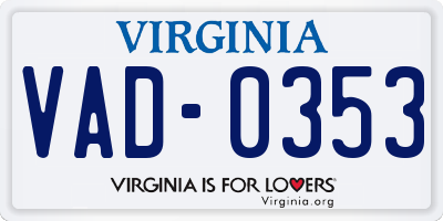 VA license plate VAD0353
