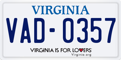 VA license plate VAD0357