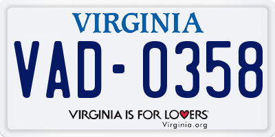 VA license plate VAD0358