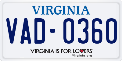 VA license plate VAD0360