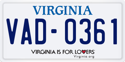 VA license plate VAD0361