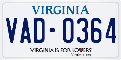 VA license plate VAD0364