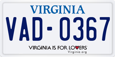 VA license plate VAD0367
