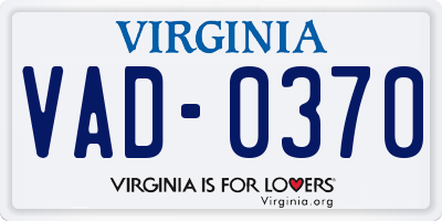 VA license plate VAD0370