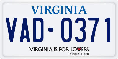 VA license plate VAD0371