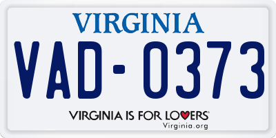 VA license plate VAD0373