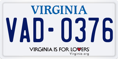 VA license plate VAD0376