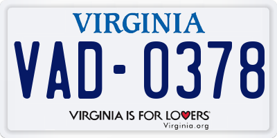 VA license plate VAD0378