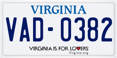 VA license plate VAD0382