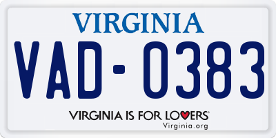 VA license plate VAD0383