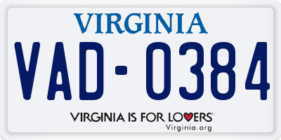 VA license plate VAD0384