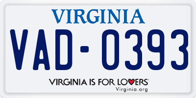 VA license plate VAD0393