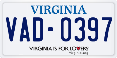 VA license plate VAD0397