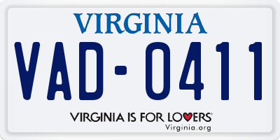 VA license plate VAD0411