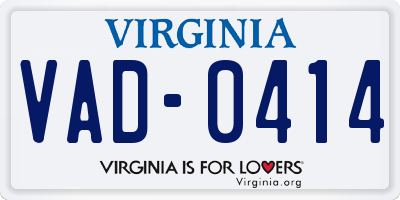 VA license plate VAD0414