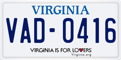 VA license plate VAD0416