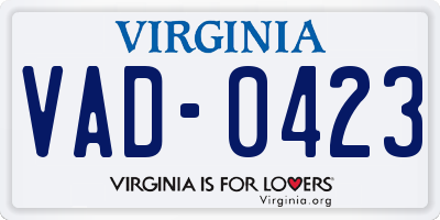 VA license plate VAD0423