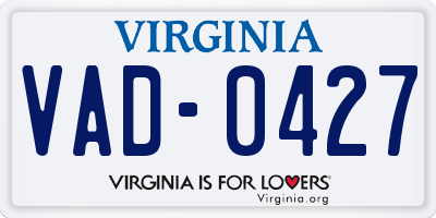 VA license plate VAD0427