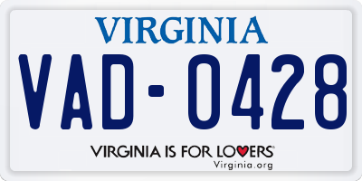 VA license plate VAD0428