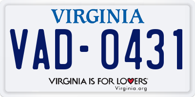 VA license plate VAD0431