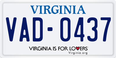 VA license plate VAD0437