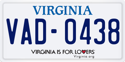 VA license plate VAD0438
