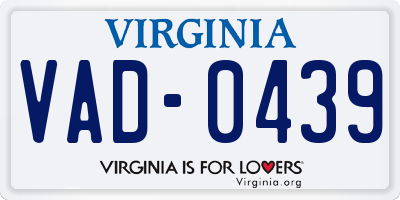 VA license plate VAD0439