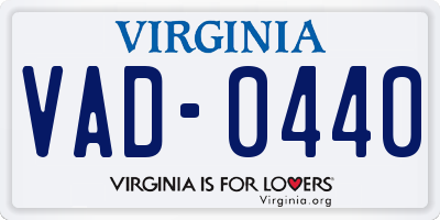 VA license plate VAD0440