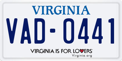 VA license plate VAD0441