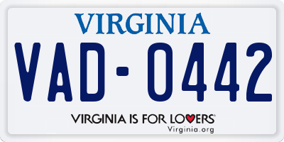 VA license plate VAD0442