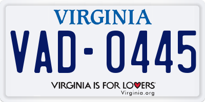 VA license plate VAD0445