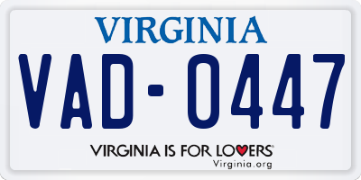 VA license plate VAD0447