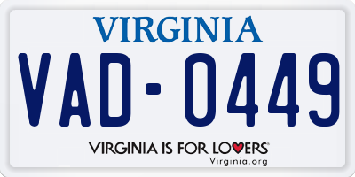 VA license plate VAD0449