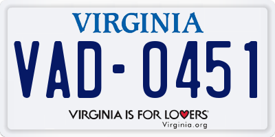 VA license plate VAD0451