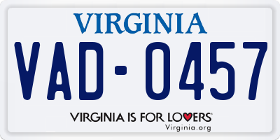 VA license plate VAD0457