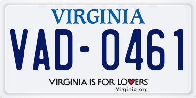 VA license plate VAD0461